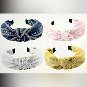4 Pcs Knotted Fabric-Covered Bandanna-Print Headbands